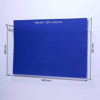 B-Ware - Wand-Prospekthalter DIN A3 Querformat Fülltiefe 43mm